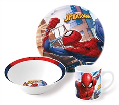 Spiderman børneservice i keramik - Spisesæt i 3 dele til børn - Spiderman